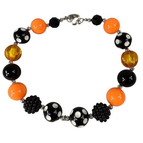 Halloween-Themed Beaded Chunky Necklace With Heart Toggle Clasp - Picture 1 of 16